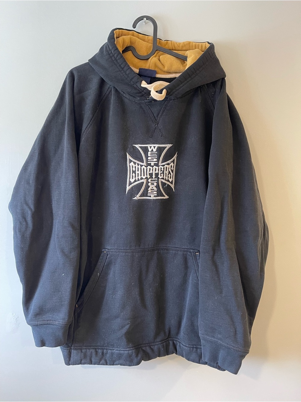 Black Pullover Hoodie - Black with Gold Lining